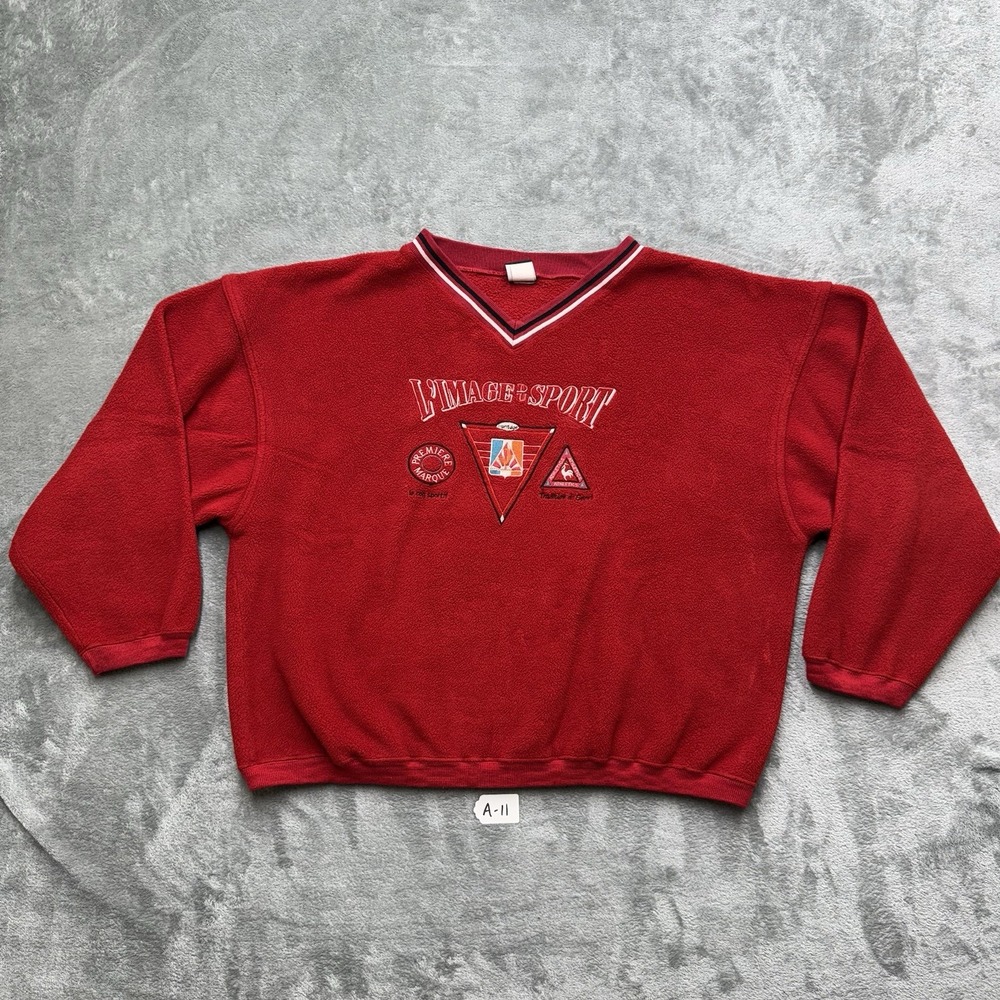 vintage le coq sportif Oversized Red Fleece Size Large Made In USA